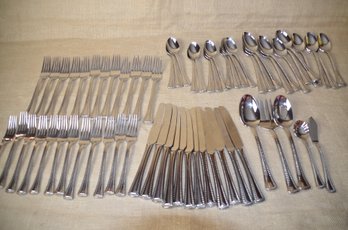 (#164) Hampton Silversmith 18/10 Stainless Flatware Set Serve Of 12 And Serving Pieces - Quantity In Details