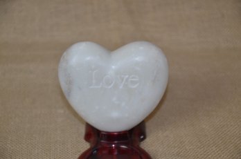 (#142) Marble LOVE Heart Shape Paperweight 4x3