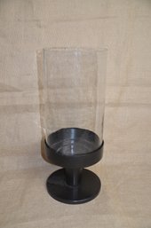 (#33) Pillar Holder Glass Hurricane Lanterns Metal Base