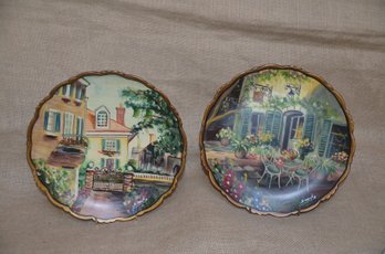 (#98) Pair Of Hand Painted Decorative Wall Hanging Plates Tam San Design Cornelius, NC