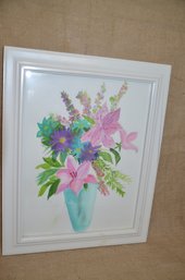 (#242) Framed Water Color Floral Arrangement
