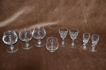 (#105) Barware Glasses:  Brandy Snifters 4' Set Of 3 ~ Cordial Glasses ~ Brotherhold Roly Poly Glass 3'