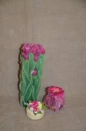 (#245) Large Tulip Floral Arrangement Candle 9'Height With Floral Soap And Potpourri