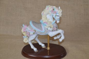 (#149) Lenox Porcelain Carousel Horse Figurine Statue (2 Flowers Chipped)