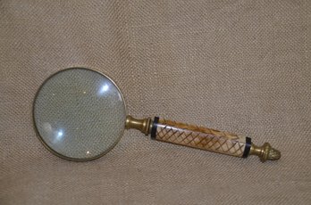 (#246) Desk Magnifying Glass Stone Handle Brass