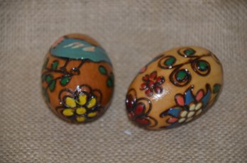 (#137) Wooden Decorative Hand Craved Colorful Eggs 2'