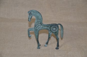 (#150) Green Patina Metal Horse Figurine 5'H