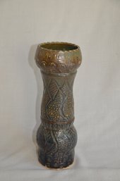 55) Handmade Pottery Ceramic Candleholder 11'T