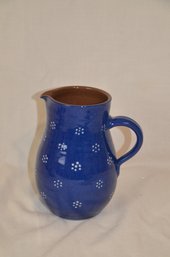 88) Ceramic Water Jug Blue With White Dotted Design