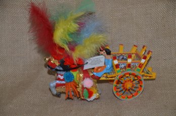 (#92) Italian Sicily Folk Art Handmade Horse And Buggy Cart