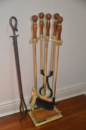 7) Fireplace Tools Brass Wood Handles ( Used For Decoration)