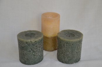 57) Assorted Lot Of 3 Pillar Candles (4'H And 6'H)