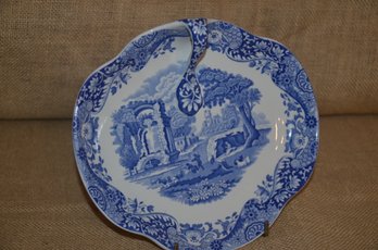 (#25) Spode Blue Italian Handled Tray Platter
