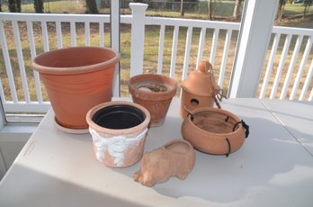 (#3) Assorted Clay Planters ~ Bird House