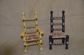 (#96) Hand Painted Wood Chairs For Doll Display