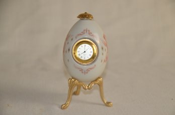 151) Porcelain Lenox Egg Clock (top Chipped) On Stand 5' H