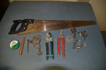 (#374) Assorted Tools, Pipe Cutter, Saw