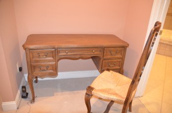 French Provincial Vanity Desk With Rushed Seated Chair