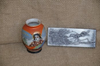 (#88) Trinket Asian Bud Vase And Resin Handmade Art Work