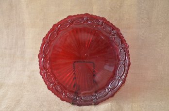 (#119) Vintage Red Cranberry Cake Platter 11'