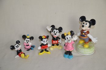 79) Lot Of 6 Trinket Disney Mickey & Minnie Mouse By Schmid Figurines Porcelain Ceramic ( Some Damaged)