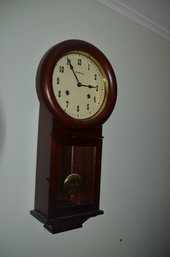 (#55) LL Bean Pendulum Wall Hanging Clock With Wind Up Key Chimes Works