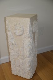 153) Heavy Faux Stone Marble Pedestal Pillar 24' H