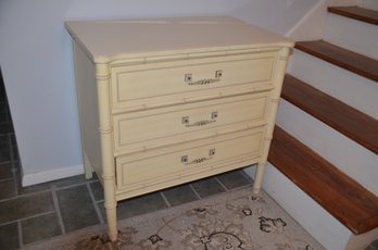 (#7) Off White 3 Drawer Night Stand Side Chest Cabinet