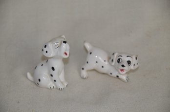 80) Mini Set Of 2 Vintage Japan Disney Dalmation Figurine Dogs 2.5'