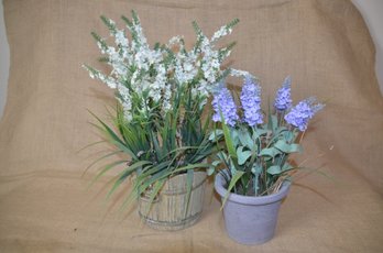 (#164) Artificial Flower Arrangement Resin Planters 12'H And 17'