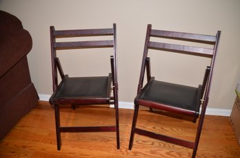 (#254A) Cushion Folding  Chairs Pair