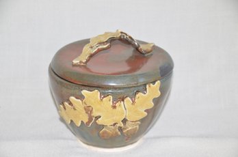 63) Handmade Pottery Bowl With Lid 5'H