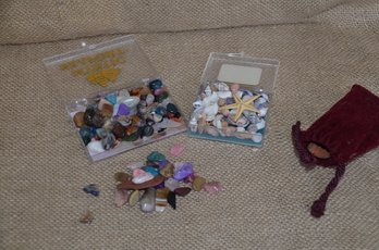 (#93) Miniature Gem Stones Collection And Miniature Shells