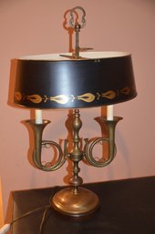 305) Vintage Heavy Brass Tin Shade Table Lamp