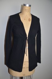 (#130BS) Vince Black Sweater Draw String Cardigan Size Small