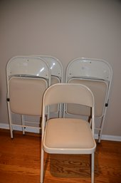 (#255) Vintage Meco Cushion Seat Beige Folding Chairs (4)