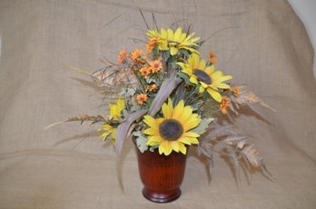 (#167) Black Eye Susan Artificial Sun Flowers Ceramic Planter 17'H