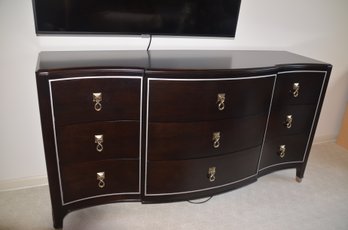 Bernhardt Dark Espresso Triple 9 Drawer Dresser Satin Nickel Hardware ( Matching Night Stand On Auction)