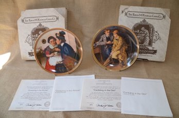(#34) Knowles Norman Rockwell Decorative Plates GOSSIPING IN THE ALCOVE ~ CONFIDING IN THE DEN