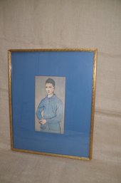 (#119) Gold Framed Picture Boy Etching Print