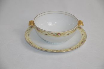 (#67) Vintage Windsor Meito China Serving Bowl Attached Saucer