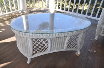 Outdoor Wicker Resin Coffee Table Glass Top