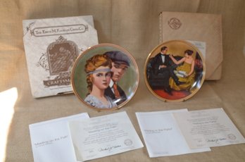 (#35) Knowles Norman Rockwell Rediscovered Women Decorative Plates MEETING ON THE PATH~ FLIRTING IN THE PARLOR