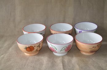 (#128) Ceramic Fruit Bowl Design Bowls (6) 5.5'