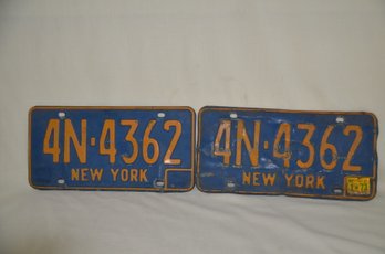 252) New York City 1973 License Plates Blue Gold Letters