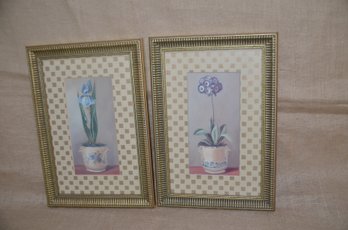 (#123) Framed Decorative Pictures Robert Grace Floral Print Pair Of 10x15