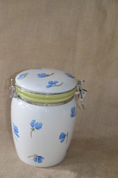 (#129) Canister With Clip Seal Blue & Green 6' X 9'H