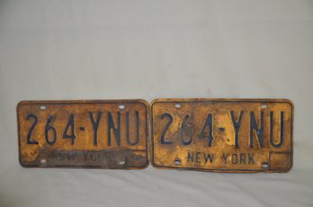 253) New York License Plates Yellow Blue Letters