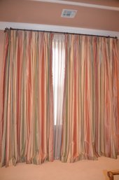 Custom Pleaded Silk Drapes About 80x101 ( Seam Sun Damage) With Rod Shears Not Included