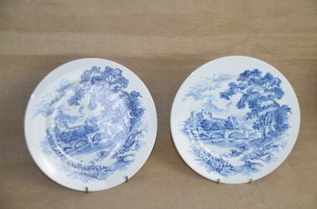(#112) Wedgwood England Blue And White Plates 10' Set Of 2